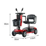 ROLLUX 350W Battery, Compact Lightweight - Scooter - Design Lithium 20Ah 4-Wheel Mobility Red