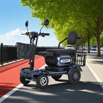 ROLLUX 700W Large Drive - Lithium 25/30/35Ah Scooter Motor Mobility - Rear with Front Battery,4-Wheel Dual Baskets Blue