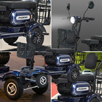ROLLUX 700W Large Drive - Lithium 25/30/35Ah Scooter Motor Mobility - Rear with Front Battery,4-Wheel Dual Baskets Blue