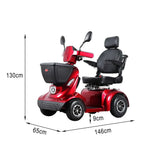 ROLLUX 800W Baskets High-Back Front Lithium - Seat Mobility with Storage Cushioned Design and Scooter 40Ah - Battery,4-Wheel Rear Red