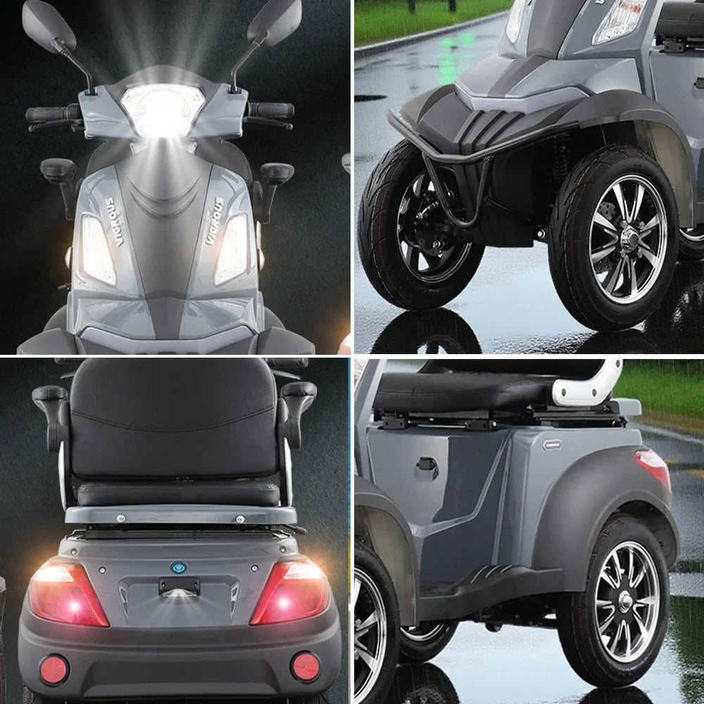 ROLLUX Compact 4-Wheel Battery Motor, Lead-Acid Scooter - Mobility 500W 20Ah/30Ah 48V Lithium - or Grey