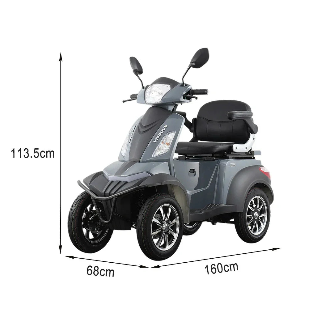 ROLLUX Compact 4-Wheel Battery Motor, Lead-Acid Scooter - Mobility 500W 20Ah/30Ah 48V Lithium - or Grey