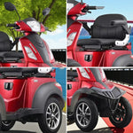 ROLLUX Compact 500W - Lead-Acid Mobility 4-Wheel Motor, 20Ah/30Ah Battery Lithium or Scooter - 48V Red