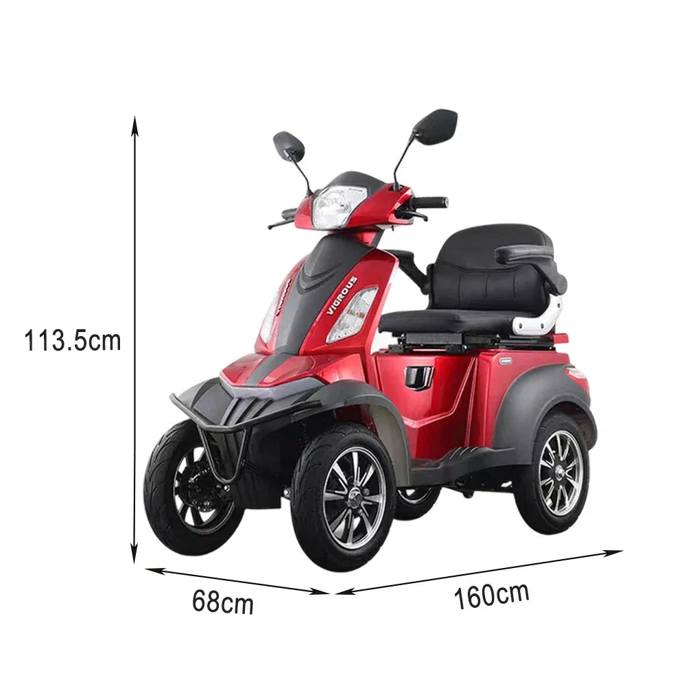 ROLLUX Compact 500W - Lead-Acid Mobility 4-Wheel Motor, 20Ah/30Ah Battery Lithium or Scooter - 48V Red