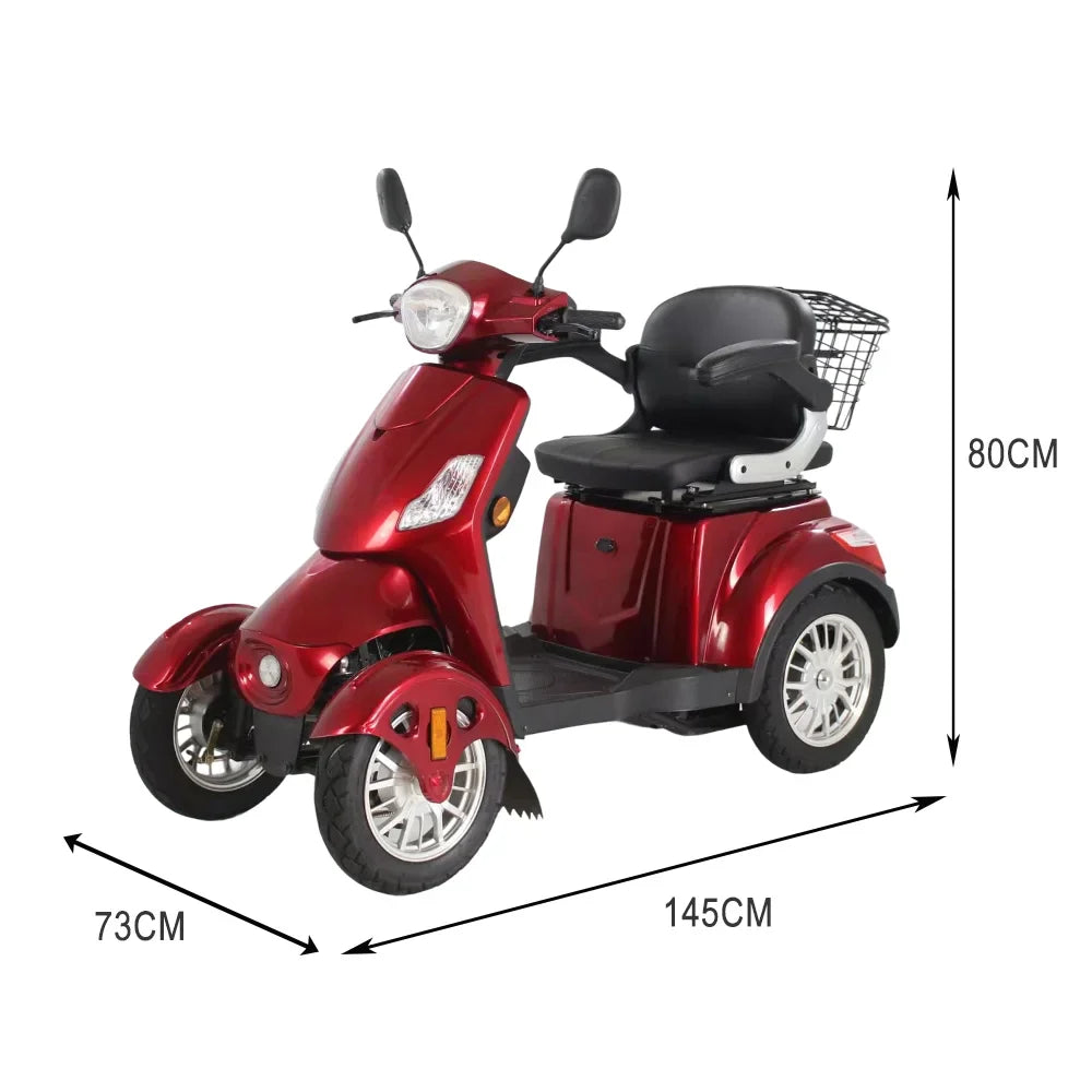 ROLLUX 500W Mobility 60V20Ah Battery Electric Red Scooter Drum Lead-Acid/Lithium Brake