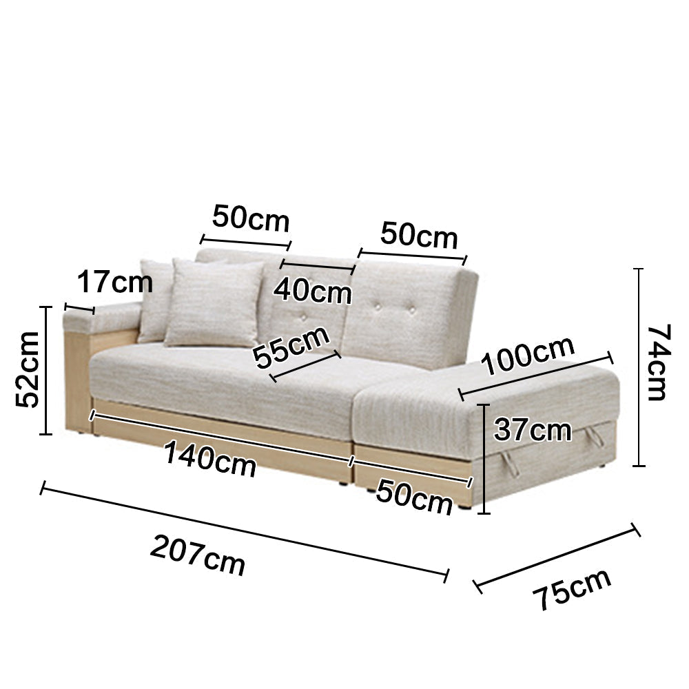 LIVARA 207CM Sofa Bed w/ Multi-functional Storage Space