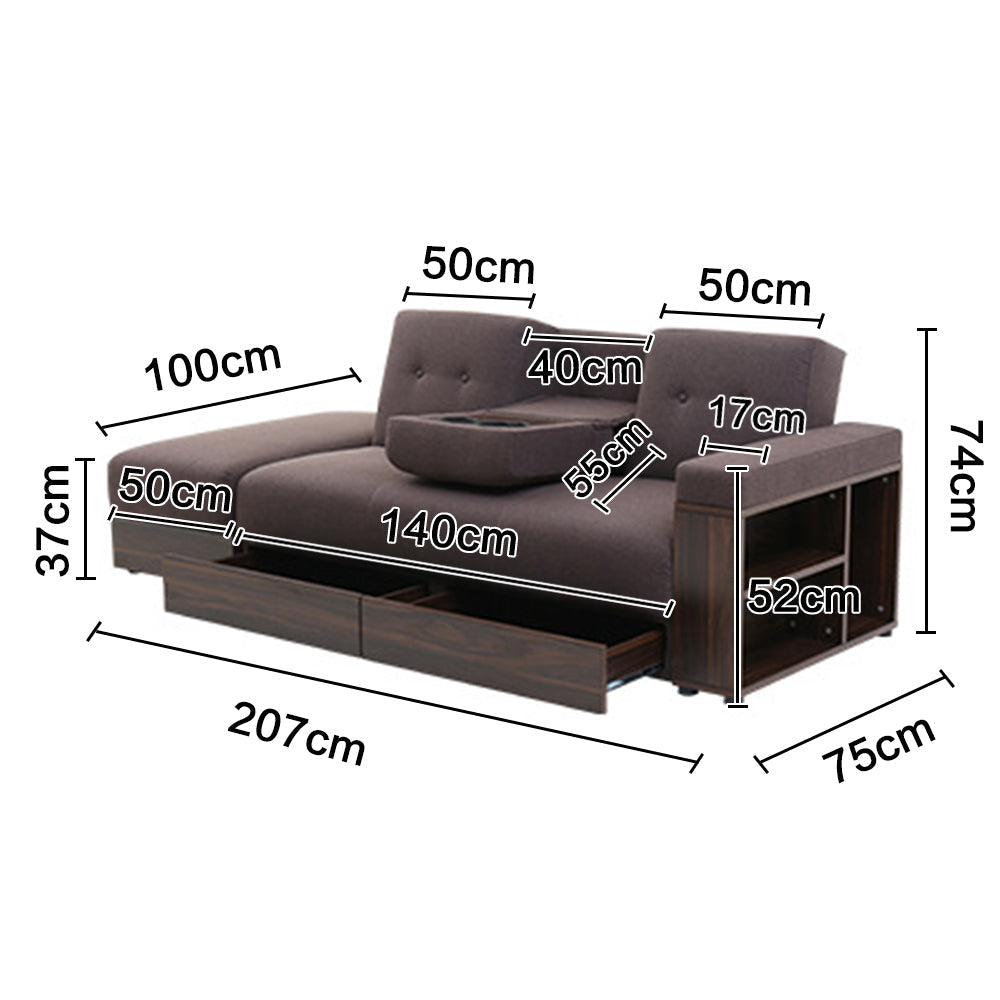 LIVARA 207CM Sofa Bed w/ Multi-functional Storage Space