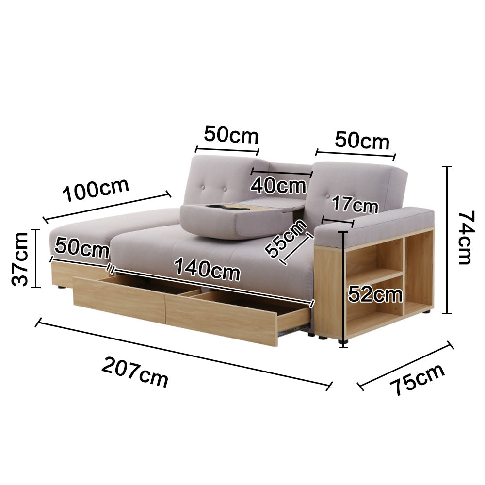 LIVARA 207CM Sofa Bed w/ Multi-functional Storage Space