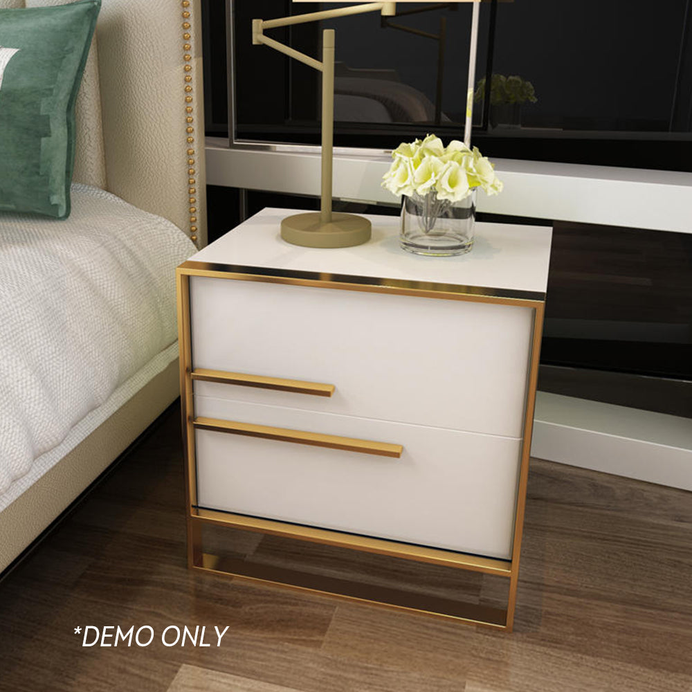 LIVARA Density Table Bedside Table Steel Stainless Board Leg