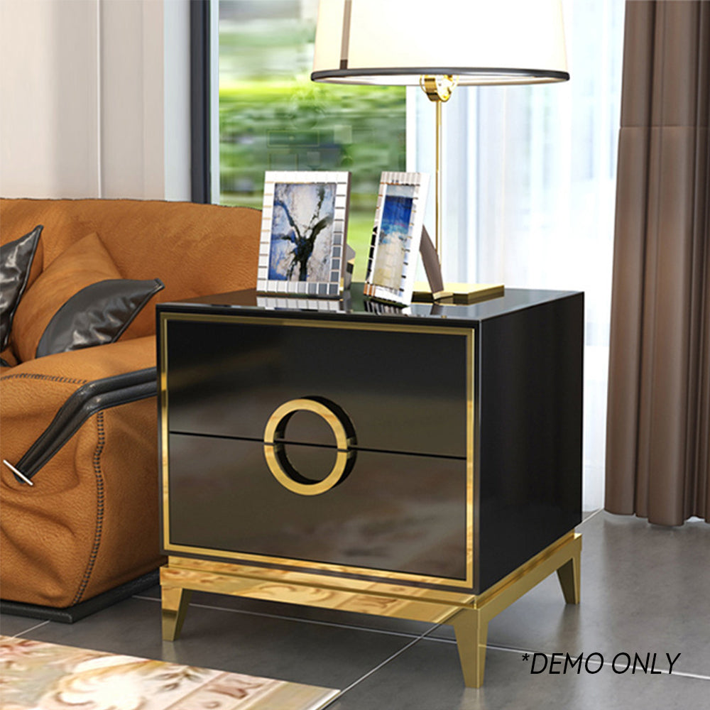 LIVARA Density Table Bedside Table Steel Stainless Board Leg