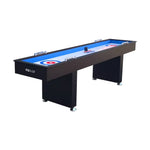 SHUFLEX 9FT Curling Game Table Solid Wood Frame Smooth Ice-Style Playing Surface Precision Scoring System Adjustable Leveling Feet Indoor Game Table - Black