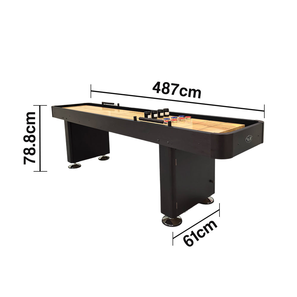 SHUFLEX 9/12/14/16FT Solid Wood Shuffleboard Table - Professional Hardwood Playing Surface Smooth Stable Roll Heavy-Duty Construction Indoor Game Table - Black