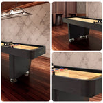 SHUFLEX 9/12/14/16FT Solid Wood Shuffleboard Table - Professional Hardwood Playing Surface Smooth Stable Roll Heavy-Duty Construction Indoor Game Table - Black