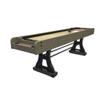 SHUFLEX 9FT Solid Wood Shuffleboard Table - Resin-Coated Hardwood Playing Surface Smooth Stable Roll Heavy-Duty Frame Indoor Game Table - Walnut Brown