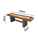 SHUFLEX 9FT Solid Wood Shuffleboard Table - UV-Coated Birch Playing Surface Smooth Stable Roll Industrial Style Cement-Effect Legs Indoor Game Table - Natural Wood