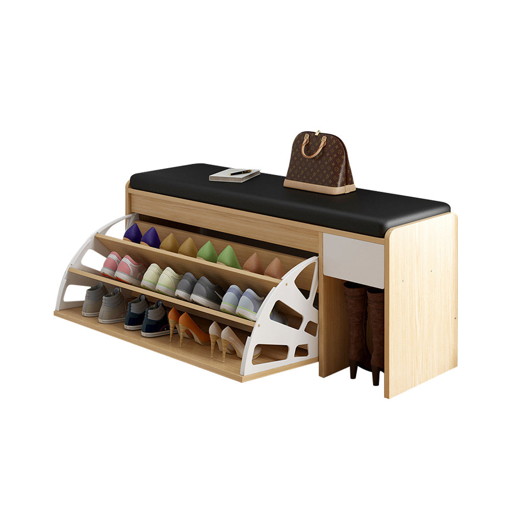 LIVARA 100cm Seat Length Leather Shoe Cushion Cabinet