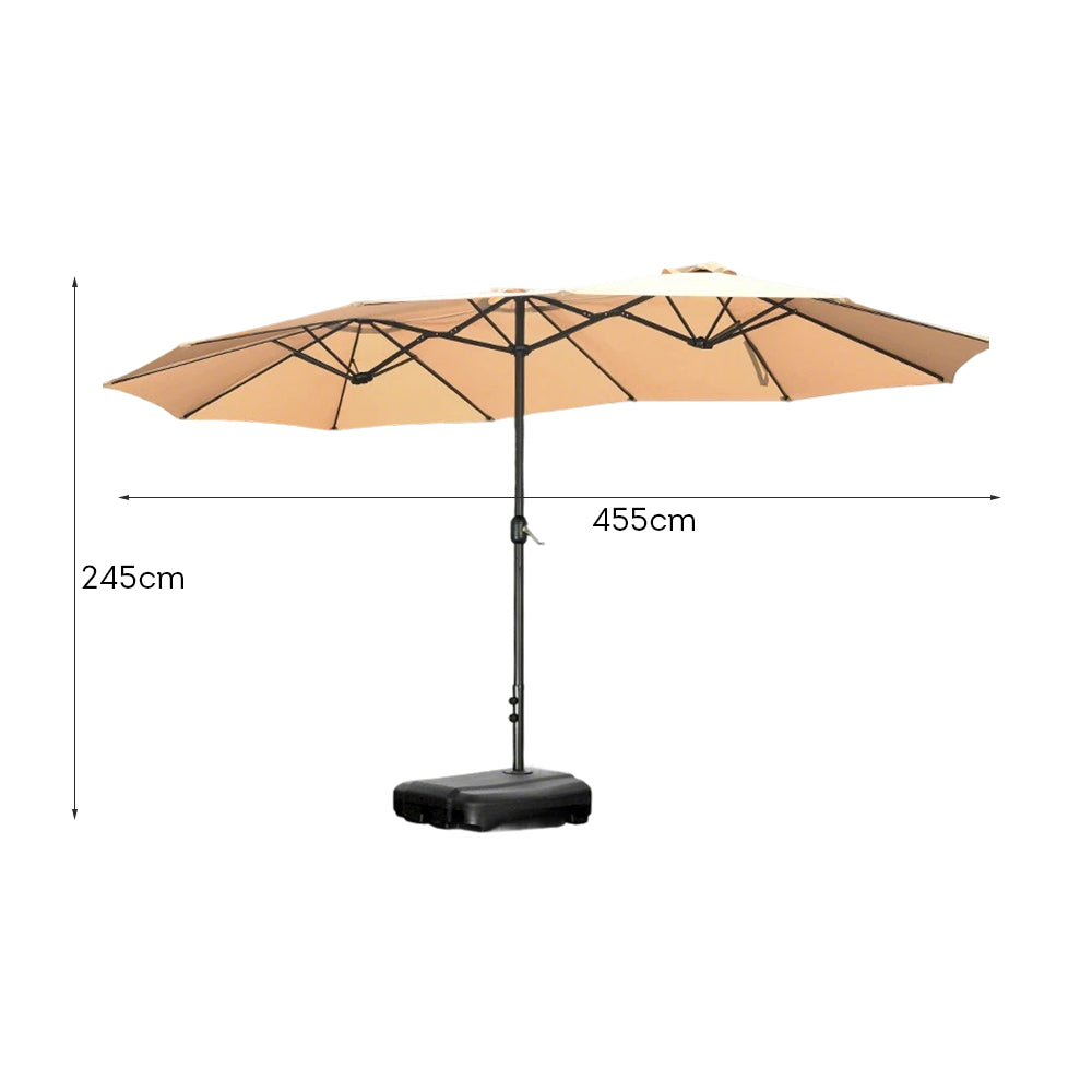 SOLARA Outdoor 12m2 Steel Shade, - Wind-Resistant Carbon - Large Fabric, Frame, Umbrella Waterproof Heavy-Duty Water-Filled Base Khaki