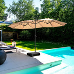 SOLARA Outdoor 12m2 Steel Shade, - Wind-Resistant Carbon - Large Fabric, Frame, Umbrella Waterproof Heavy-Duty Water-Filled Base Khaki