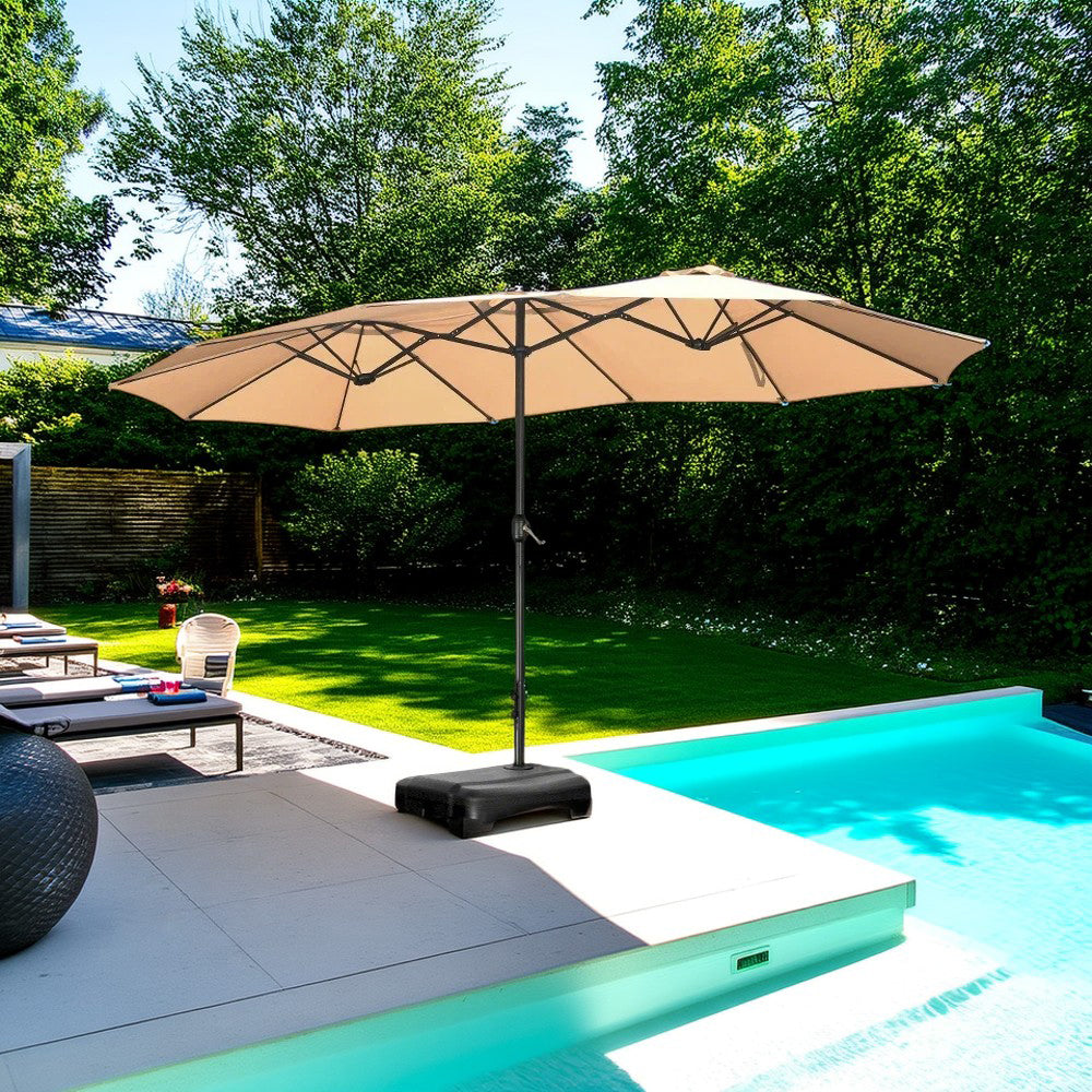 SOLARA Outdoor 12m2 Steel Shade, - Wind-Resistant Carbon - Large Fabric, Frame, Umbrella Waterproof Heavy-Duty Water-Filled Base Khaki