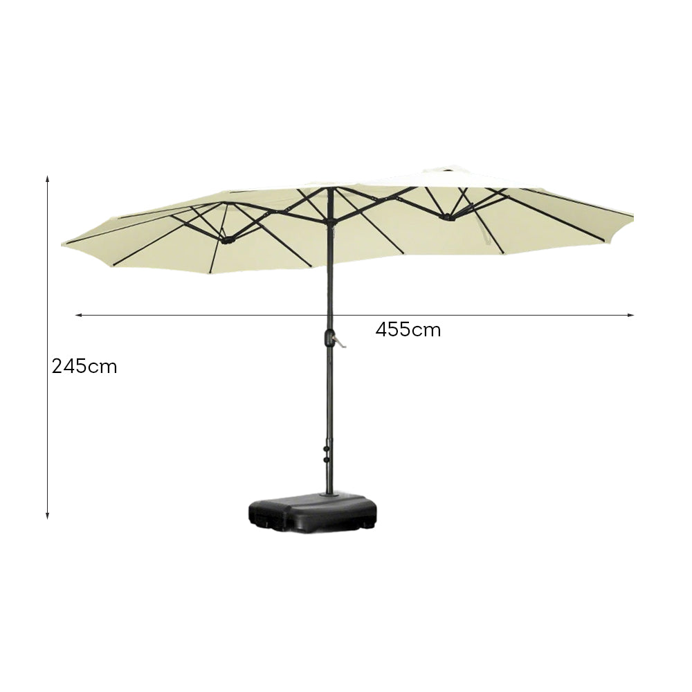 SOLARA Outdoor Steel Carbon Base Umbrella Water-Filled Wind-Resistant Frame, - Heavy-Duty Beige