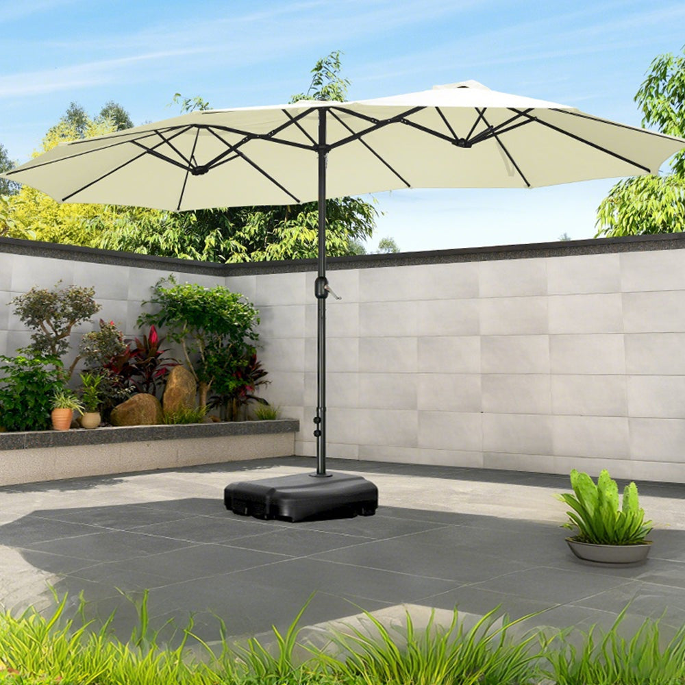 SOLARA Outdoor Steel Carbon Base Umbrella Water-Filled Wind-Resistant Frame, - Heavy-Duty Beige