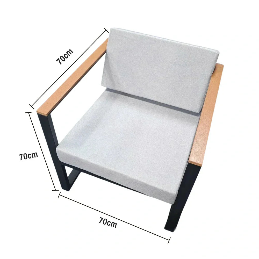 SOLARA Lounge High-Resilience 70cm Comfort Chair Angled for Stain-Resistant Fabric, Foam, Wide Seat, Durable - Backrest Grey