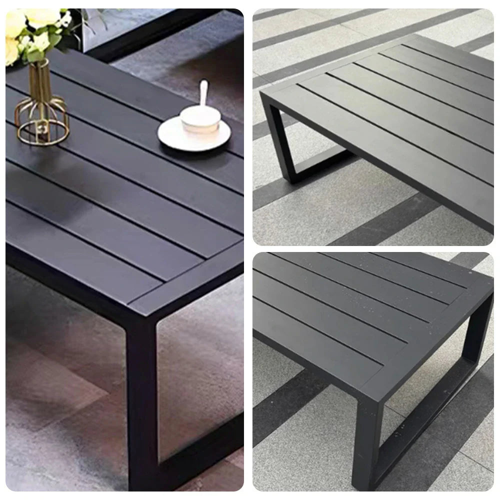 SOLARA Outdoor - 60/120cm Side and Heavy-Duty Design Table Waterproof Wood-Plastic Stainless Steel, Rustproof One-Piece Silver