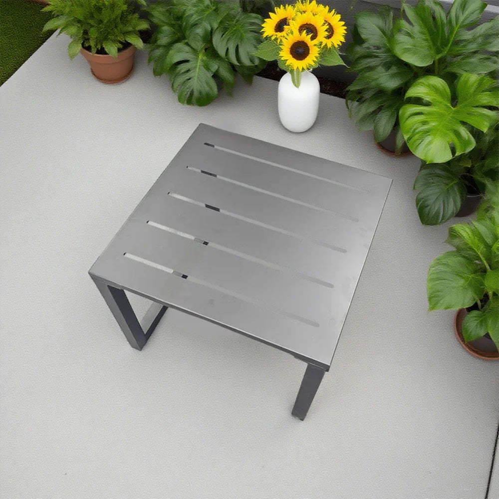 SOLARA Outdoor - 60/120cm Side and Heavy-Duty Design Table Waterproof Wood-Plastic Stainless Steel, Rustproof One-Piece Silver