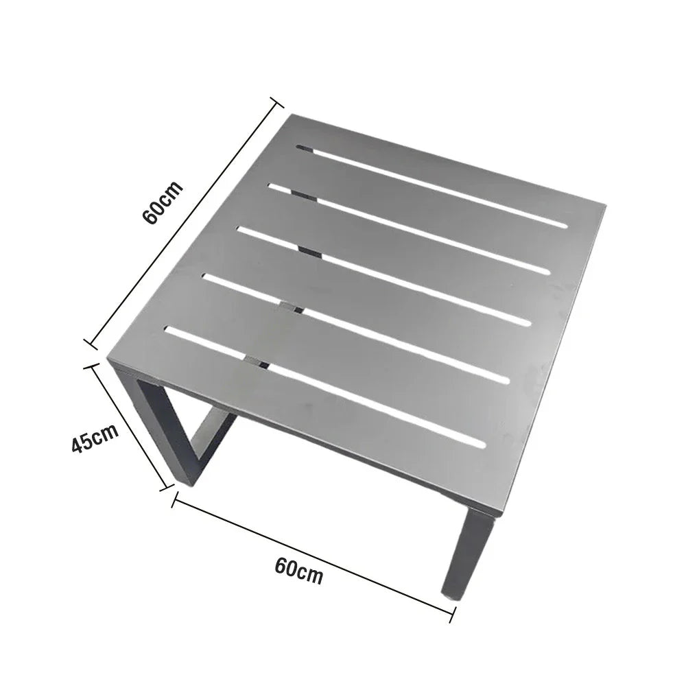 SOLARA Outdoor - 60/120cm Side and Heavy-Duty Design Table Waterproof Wood-Plastic Stainless Steel, Rustproof One-Piece Silver