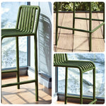 SOLARA Outdoor Iron - Thickened Waterproof Stable Design Rustproof Finish, Durable Chair Construction, 42cm Nano-Baked and Steel Green