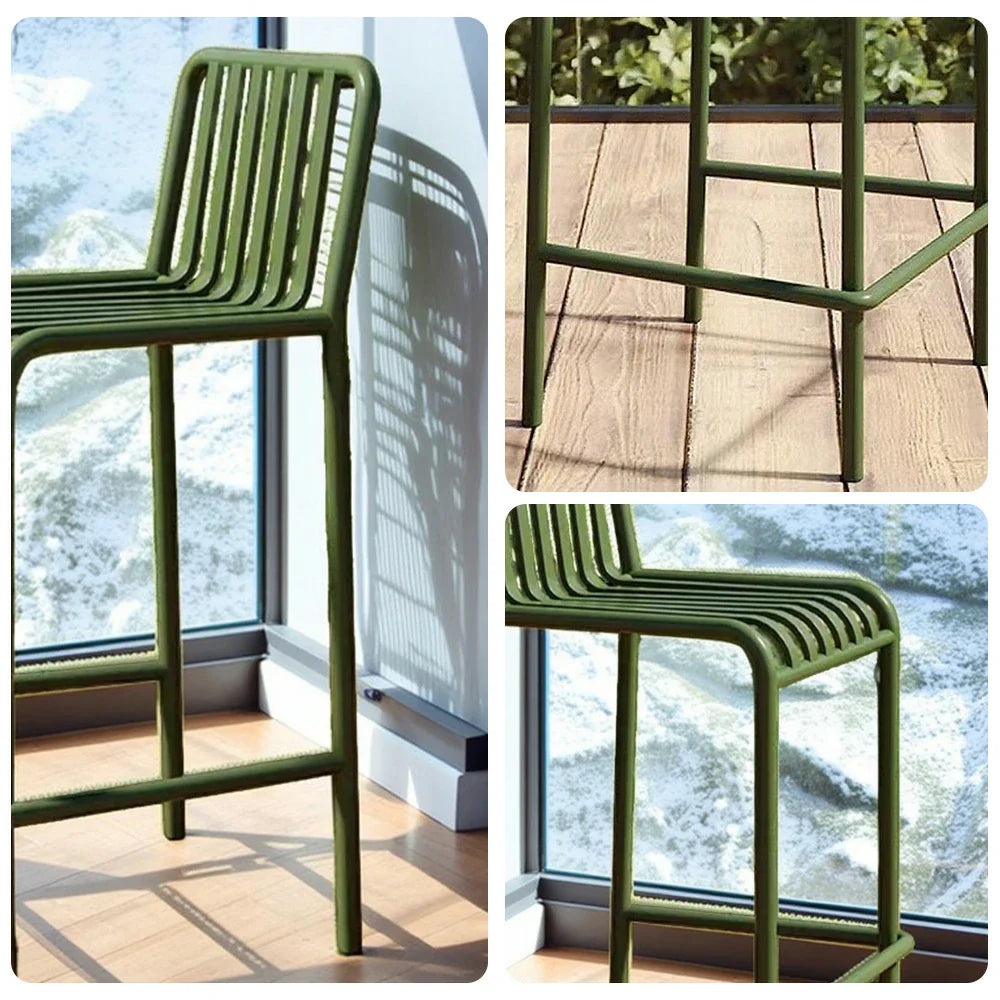 SOLARA Outdoor Iron - Thickened Waterproof Stable Design Rustproof Finish, Durable Chair Construction, 42cm Nano-Baked and Steel Green