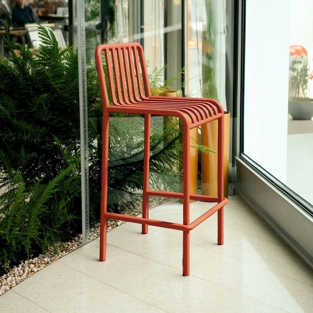 SOLARA Outdoor Finish, Iron Nano-Baked Construction, Chair Stable Rustproof Waterproof Design - Durable Thickened Steel 42cm and Orange