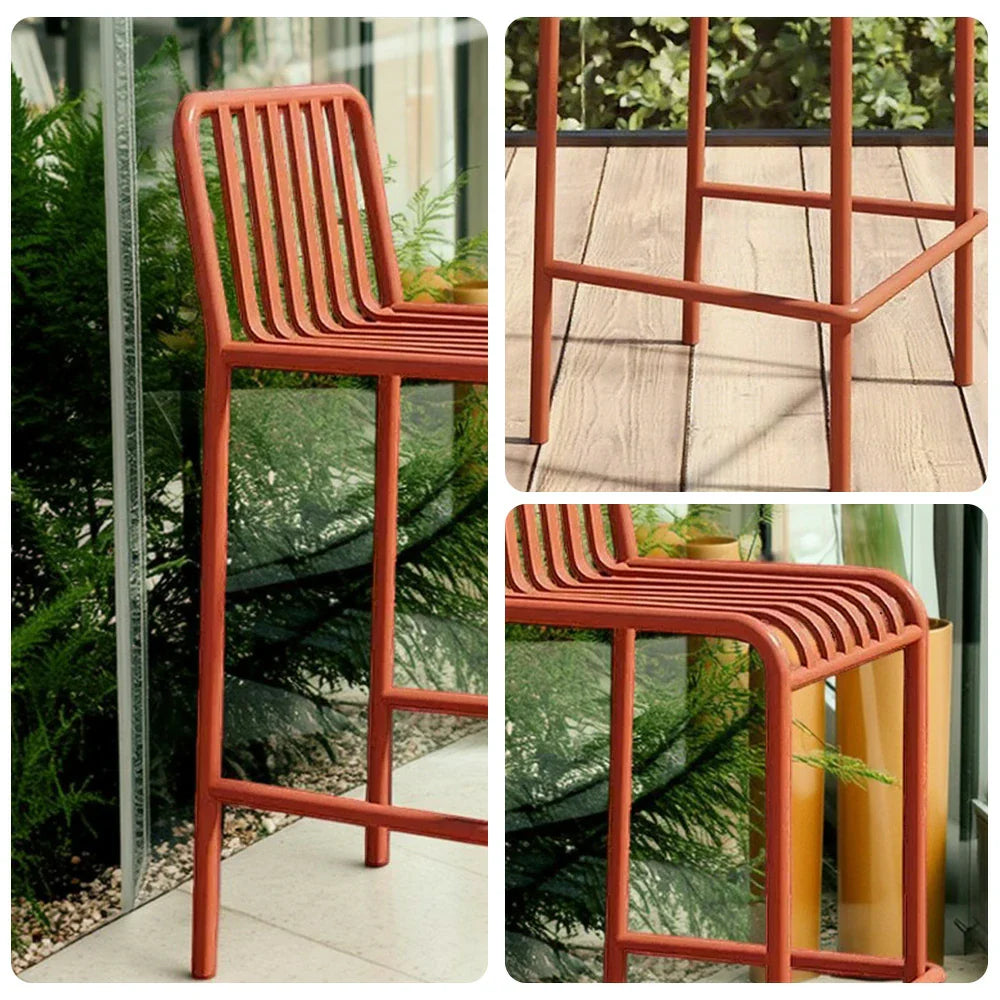 SOLARA Outdoor Finish, Iron Nano-Baked Construction, Chair Stable Rustproof Waterproof Design - Durable Thickened Steel 42cm and Orange