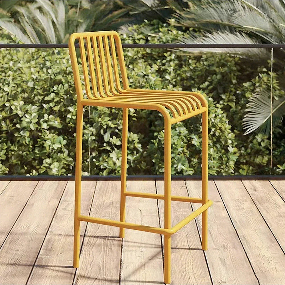 SOLARA Outdoor Nano-Baked and Construction, Steel - Waterproof Durable Stable 42cm Chair Design Finish, Thickened Iron Rustproof Yellow
