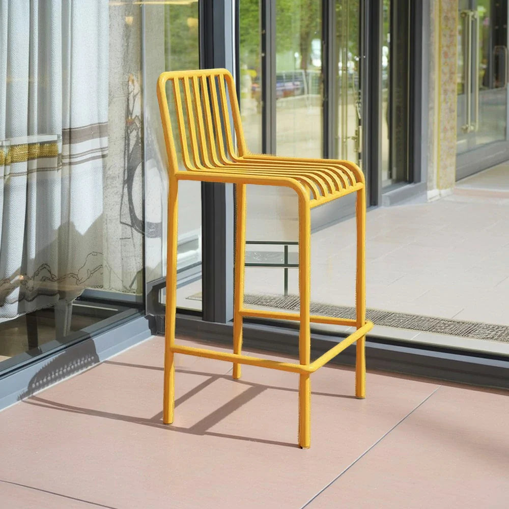 SOLARA Outdoor Nano-Baked and Construction, Steel - Waterproof Durable Stable 42cm Chair Design Finish, Thickened Iron Rustproof Yellow