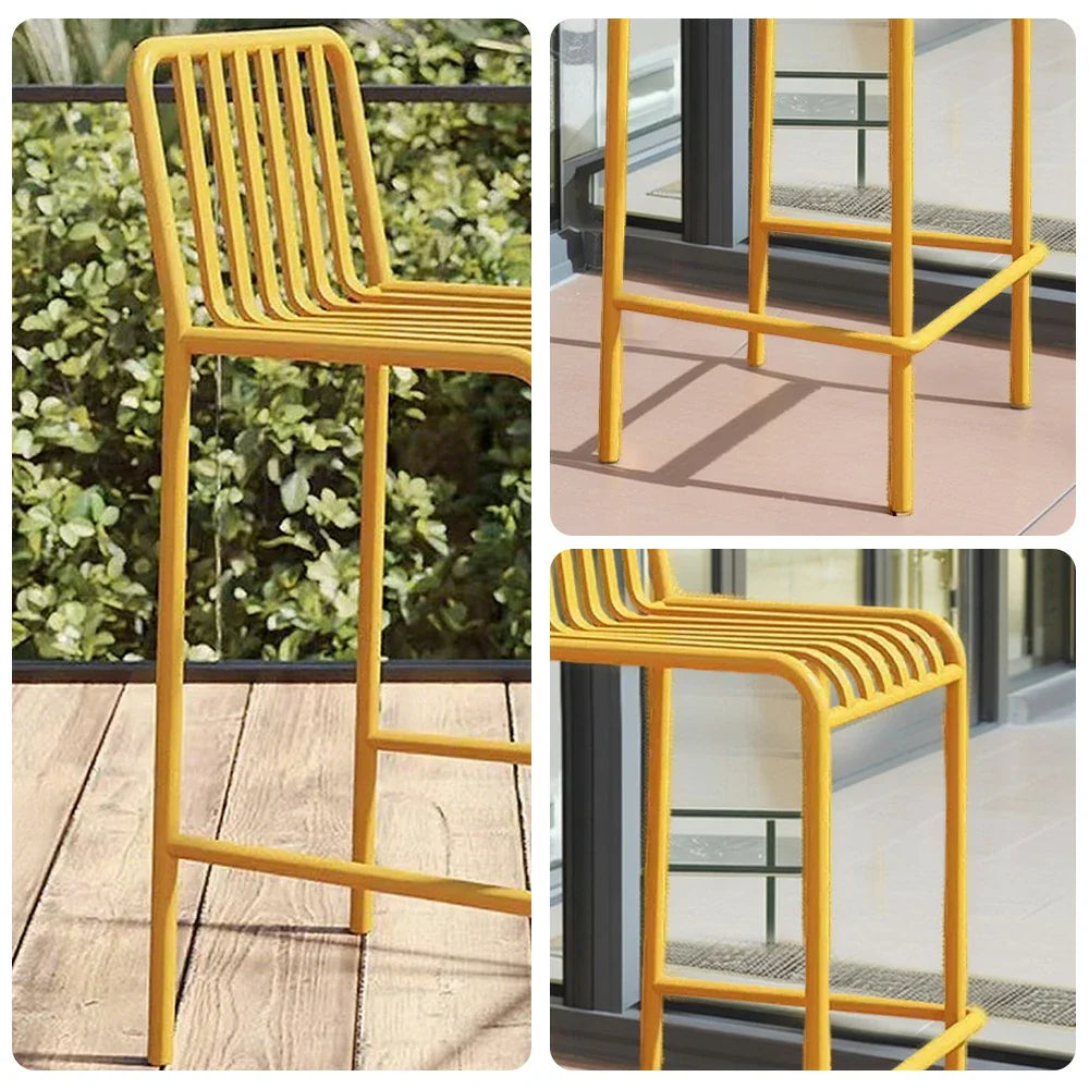 SOLARA Outdoor Nano-Baked and Construction, Steel - Waterproof Durable Stable 42cm Chair Design Finish, Thickened Iron Rustproof Yellow