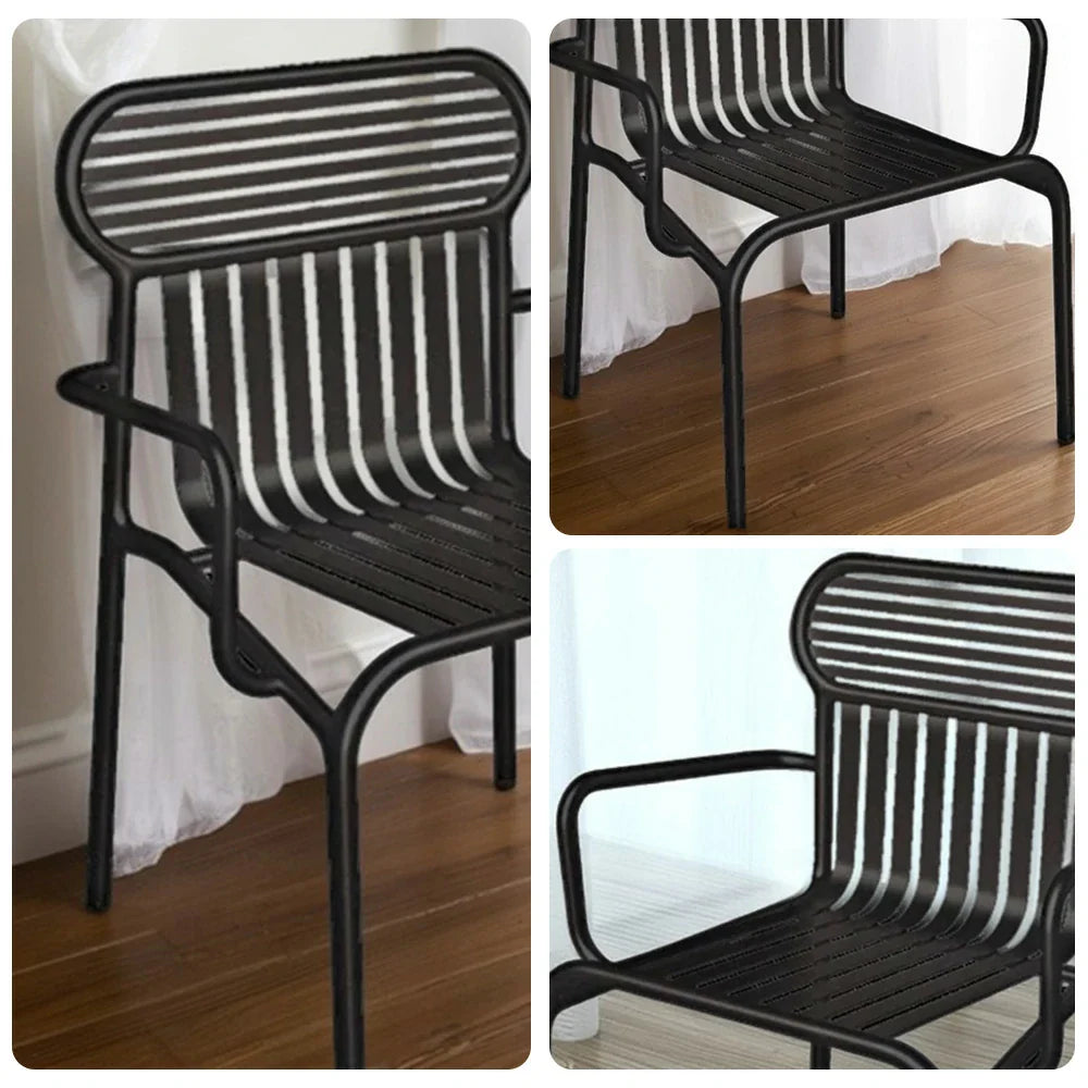 SOLARA Outdoor Finish, Frame, Thickened Strong Iron 42cm High-Temperature Chair Baked Waterproof Steel - Durable Load-Bearing Rustproof Design Black