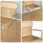 SOLARA Outdoor Chair Thickened Design Waterproof Frame, High-Temperature Baked Rustproof Strong Durable - Finish, Load-Bearing Steel 42cm Iron Gold