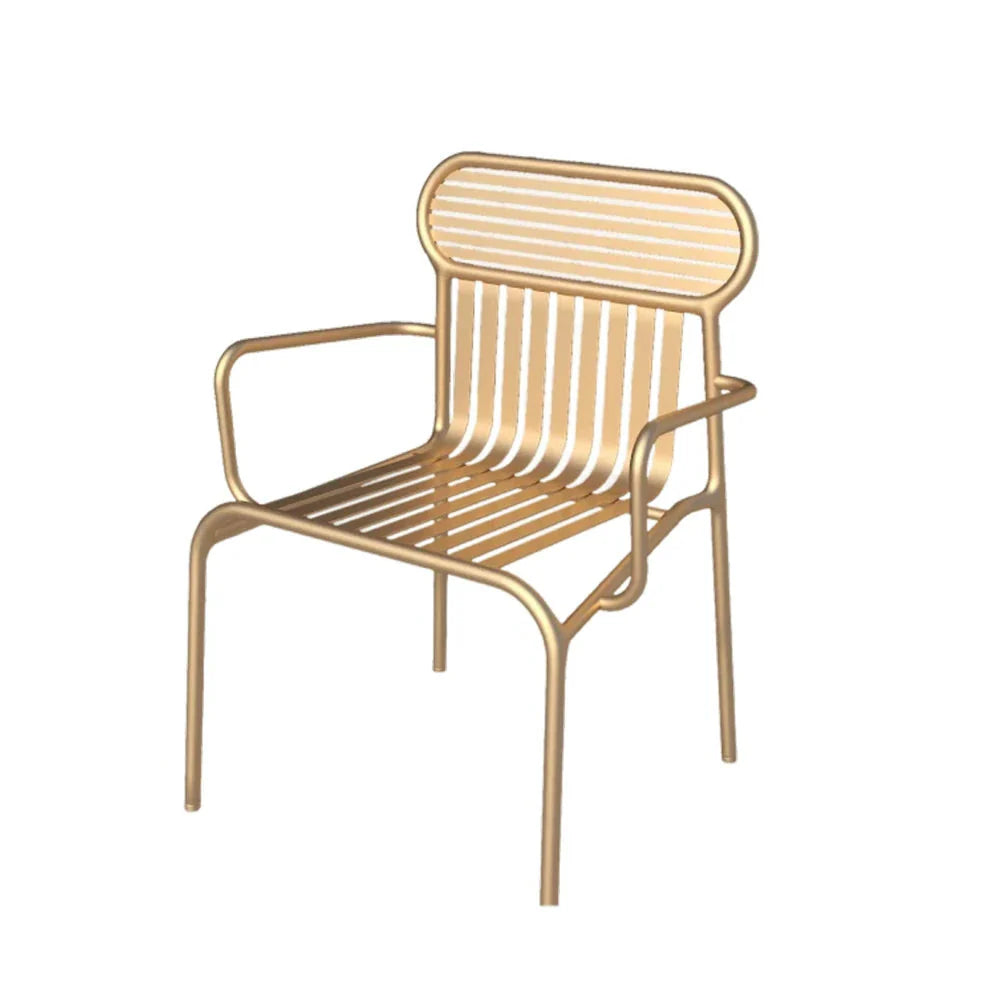 SOLARA Outdoor Chair Thickened Design Waterproof Frame, High-Temperature Baked Rustproof Strong Durable - Finish, Load-Bearing Steel 42cm Iron Gold
