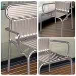 SOLARA Outdoor Finish, Iron Steel High-Temperature Durable - Chair 42cm Rustproof Design Thickened Waterproof Frame, Load-Bearing Strong Baked Silver