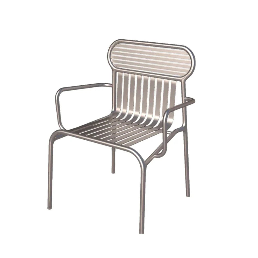 SOLARA Outdoor Finish, Iron Steel High-Temperature Durable - Chair 42cm Rustproof Design Thickened Waterproof Frame, Load-Bearing Strong Baked Silver