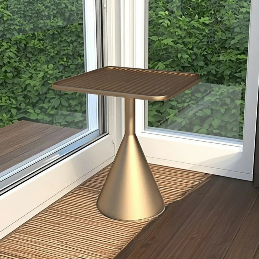 SOLARA Outdoor Waterproof Thickened Baked Load-Bearing Finish, Durable Stable Rustproof 60/70cm Dining Table - Steel Frame, High-Temperature Design Gold