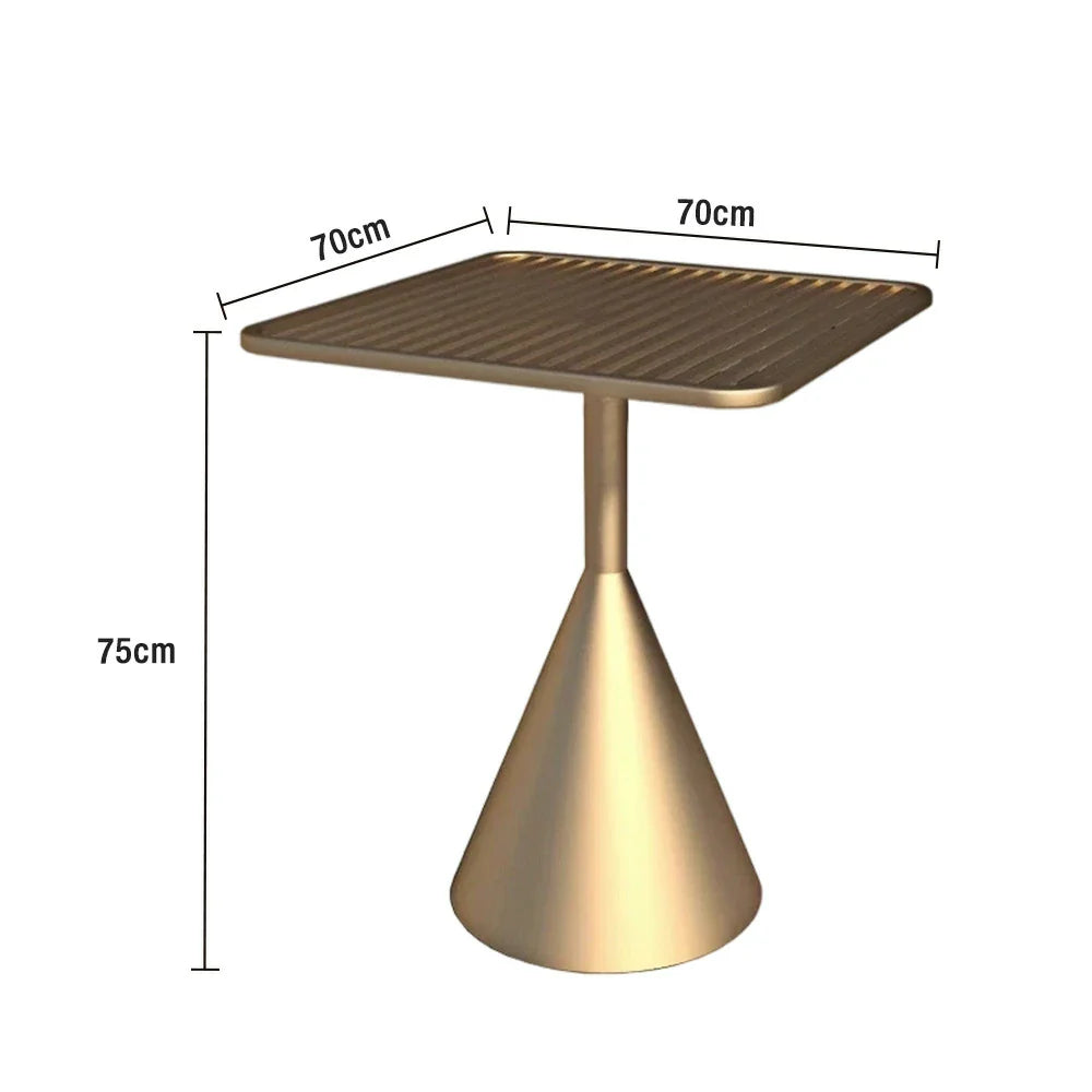 SOLARA Outdoor Waterproof Thickened Baked Load-Bearing Finish, Durable Stable Rustproof 60/70cm Dining Table - Steel Frame, High-Temperature Design Gold