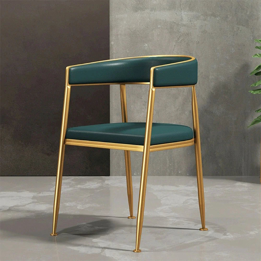 SOLARA Dining Foam, Durable Design Leather Chair Comfortable Frame, - Backrest Sturdy Iron Strong High-Density with Load-Bearing Green