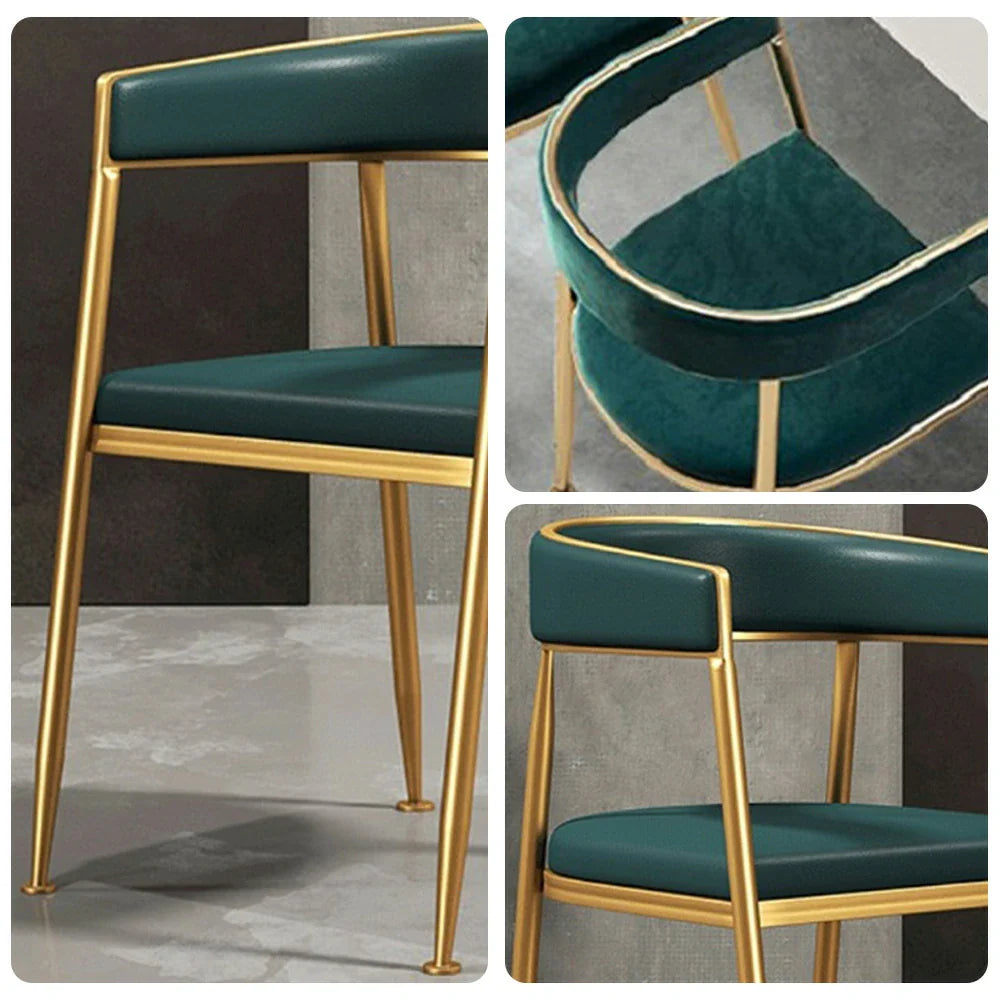 SOLARA Dining Foam, Durable Design Leather Chair Comfortable Frame, - Backrest Sturdy Iron Strong High-Density with Load-Bearing Green