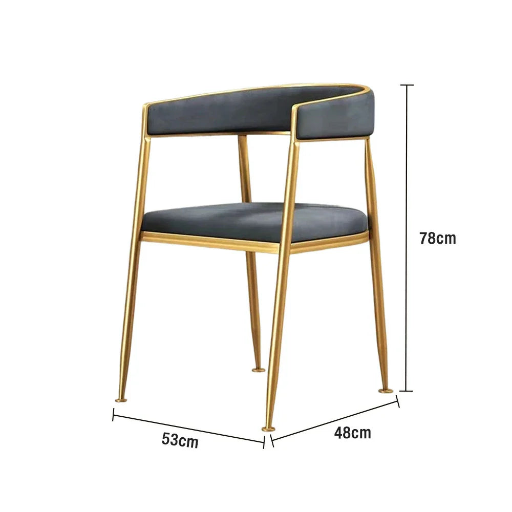 SOLARA Dining Frame, Backrest High-Density Durable Design Chair Sturdy with Load-Bearing - Leather Iron Foam, Strong Comfortable Grey