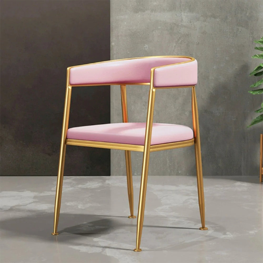SOLARA Dining Backrest Durable Chair Design Sturdy Leather Iron Load-Bearing with Comfortable Foam, - High-Density Frame, Strong Pink