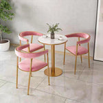 SOLARA Dining Backrest Durable Chair Design Sturdy Leather Iron Load-Bearing with Comfortable Foam, - High-Density Frame, Strong Pink