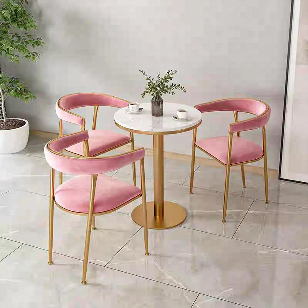 SOLARA Dining Backrest Durable Chair Design Sturdy Leather Iron Load-Bearing with Comfortable Foam, - High-Density Frame, Strong Pink