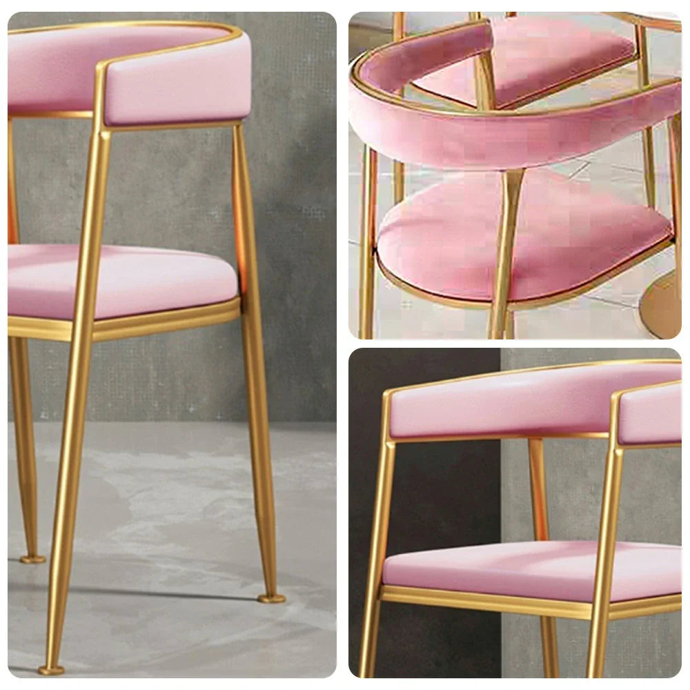 SOLARA Dining Backrest Durable Chair Design Sturdy Leather Iron Load-Bearing with Comfortable Foam, - High-Density Frame, Strong Pink